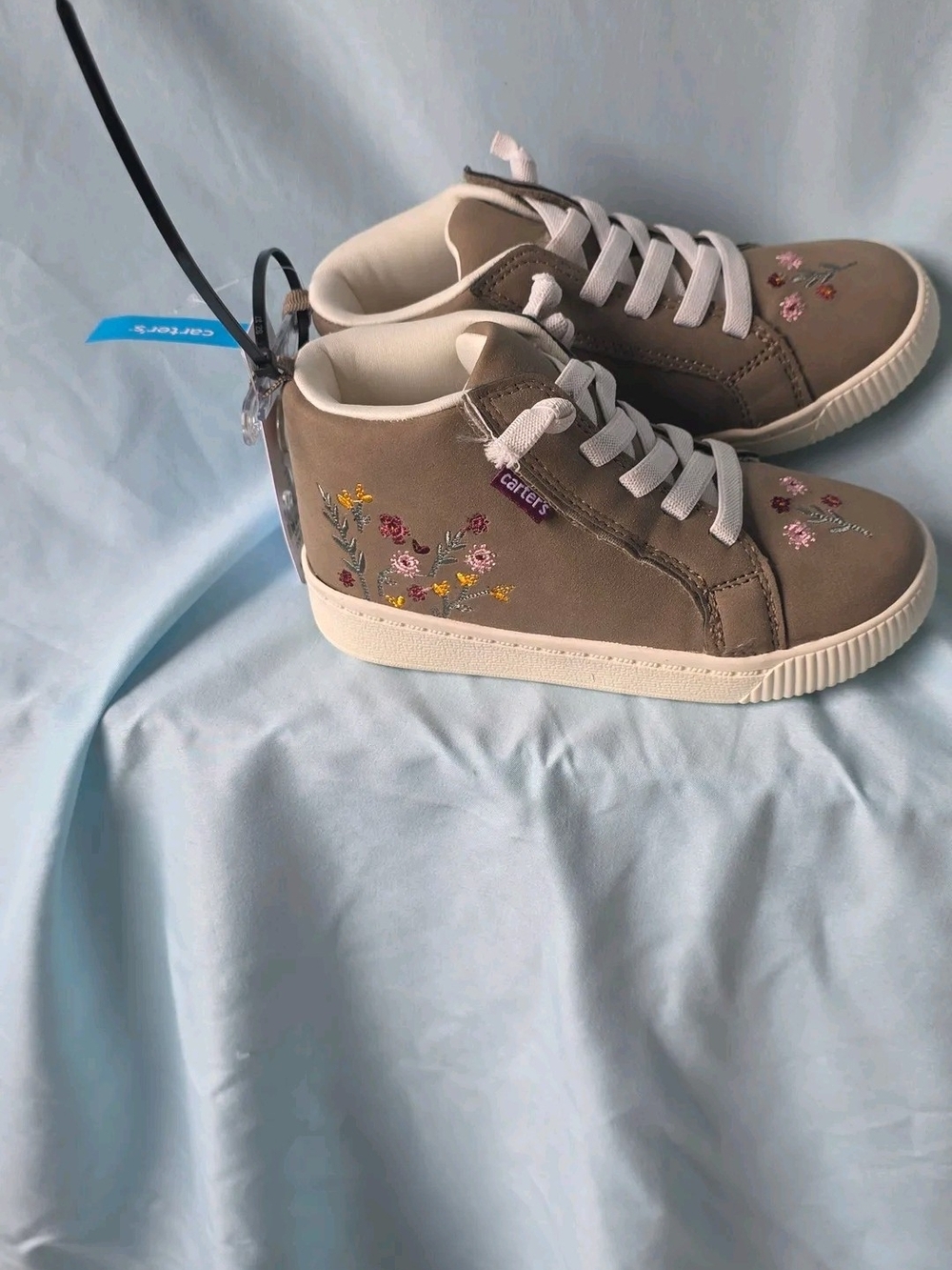 Carter's Taupe Floral High-Top Sneakers with White Soles